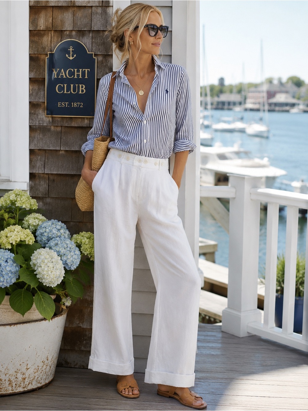 Laundry by Shelli Segal White Linen Wide Leg Pants High Rise Cuffed Size 12